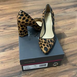 Vince Camuto Talise Genuine Calf Hair Pointy Toe Pump In Leopard Brown Size 6.5